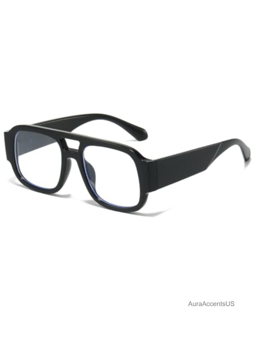 Oversized Retro Square Aviator Frame UV400 Clear Lens Glasses
